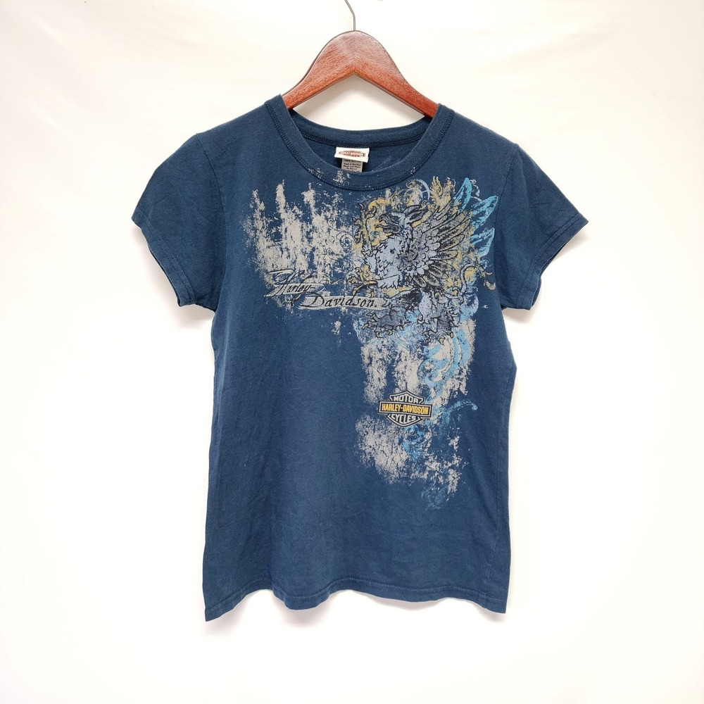 Harley Davidson Shirt Womans Large Jackson Wyoming Double Sided Graphic Top